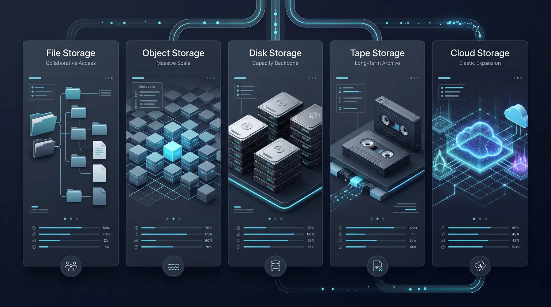 How to Build an AI-Ready Storage Architecture for Unstructured Data Growth 3 File, Object, Disk, Tape, and Cloud Storage Roles