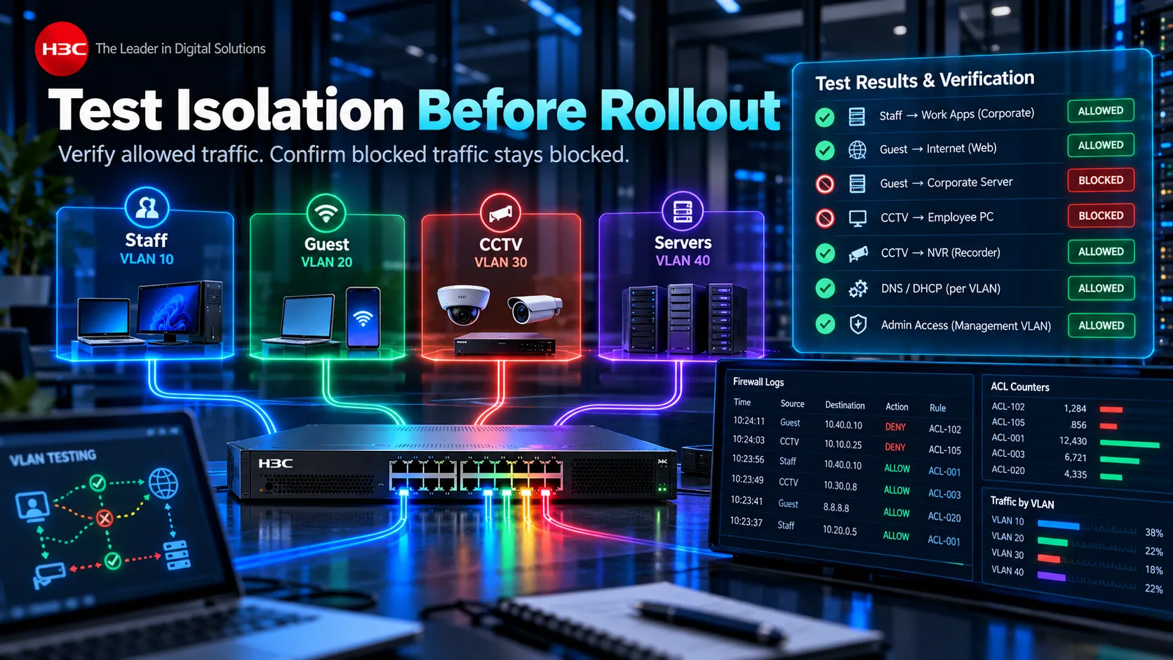 VLAN Segmentation: Separating Business Network Traffic 3 Test Isolation Before Rollout