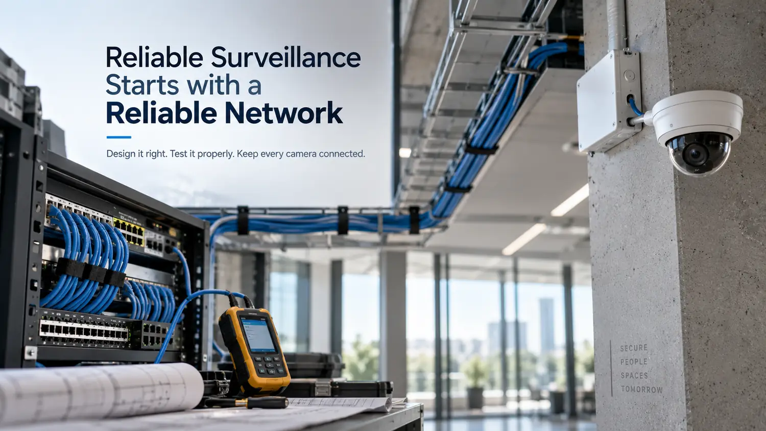 Structured Cabling for Surveillance Systems 5 Structured cabling, network tester and IP camera illustrating a reliable surveillance network