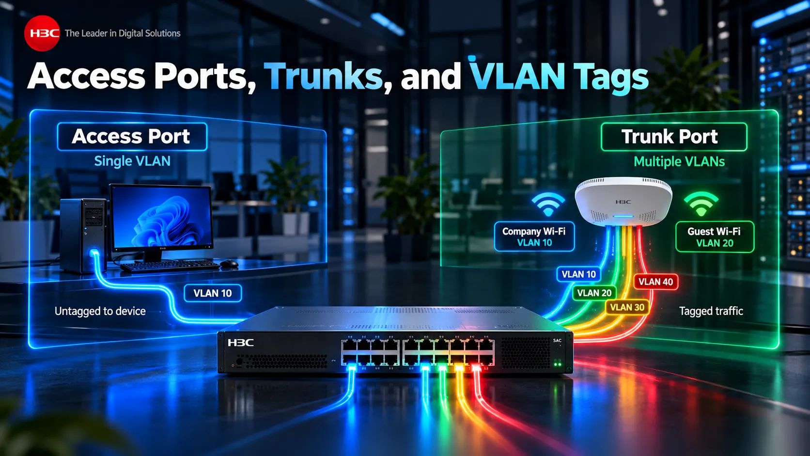 VLAN Segmentation: Separating Business Network Traffic 2 Access Ports, Trunks, and VLAN Tags