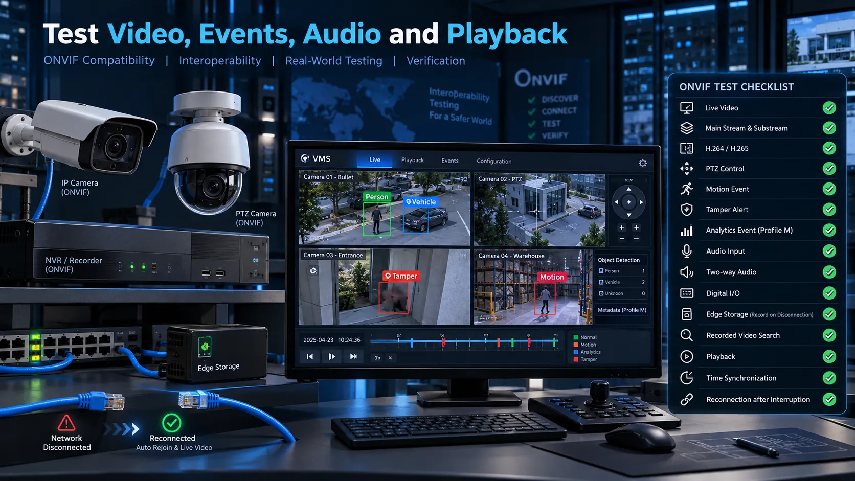 ONVIF compatibility: What to Check Before Buying? 3 Test Video, Events, Audio and Playback