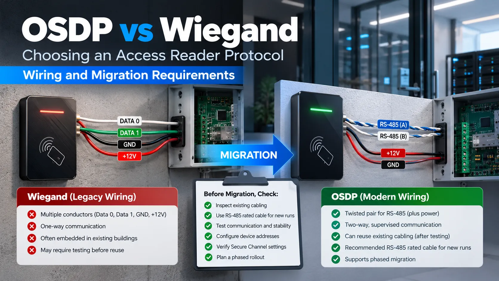 OSDP vs Wiegand: Choosing an Access Reader Protocol 3 Wiring and Migration Requirements