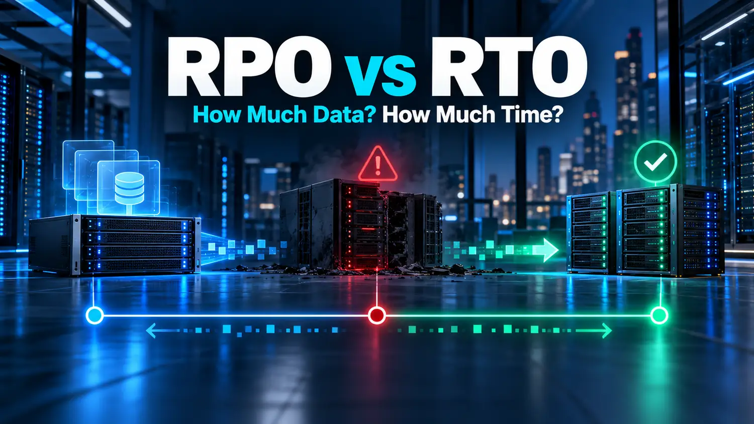 Backup Restore Testing | A Checklist for IT Teams 2 RPO vs RTO in backup recovery showing data loss window and service recovery time